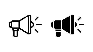 Megafon simgesi kümesi vektörü. Hoparlör işareti ve sembol