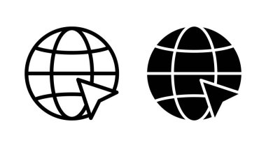 Web simgesi kümesi vektörü. Web tabelalarına ve sembollere git. Web tıklama simgesi. Genel arama simgesi