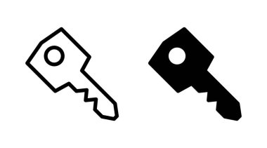 Anahtar simgesi ayarlanmış vektör. Anahtar işareti ve sembol.