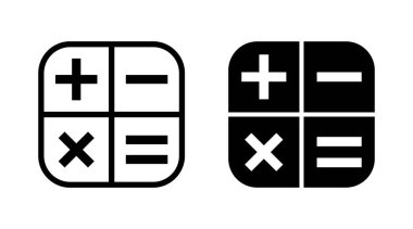 Hesap makinesi simgesi kümesi vektörü. Hesap makinesi işareti ve simgesi.