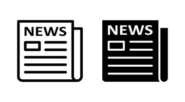 Gazete simgesi kümesi vektörü. Haber kağıdı işareti ve sembolize