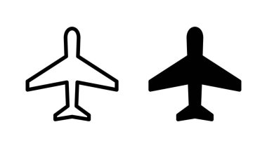 Düzlem simgesi vektörü. Uçak işareti ve sembol. Uçuş taşıma sembolü. Seyahat işareti. uçak.