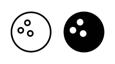 Bowling ikonu kümesi vektörü. Bowling topu, iğne işareti ve sembol.