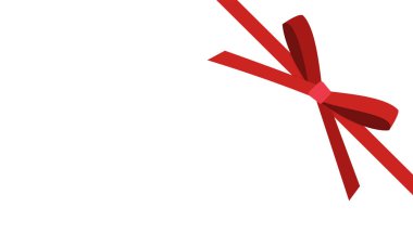 Kırmızı fiyonk dik açıda. Dekorasyon için basit, ince, çift şeritli kurdele hediye kutusuna ya da tebrik kartına güzelliği de ekleyin. Düz açıda fotokopi alanı olsun. bordo rengi