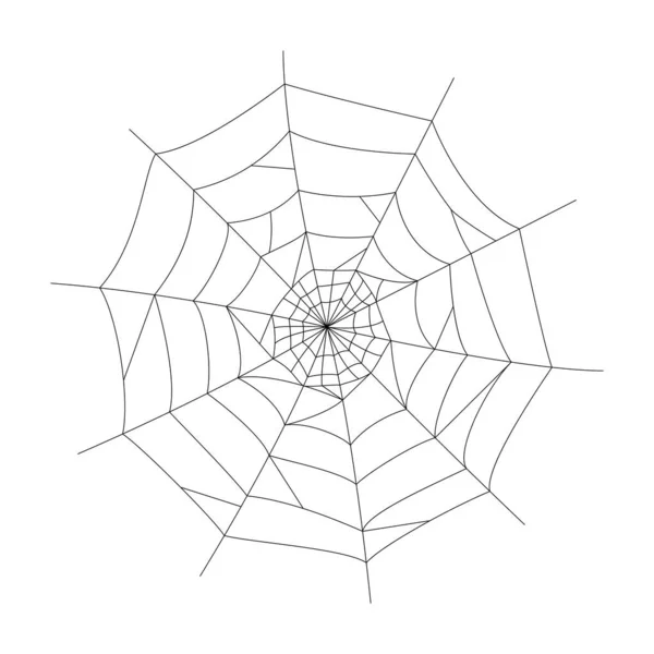黒い空のクモの巣 自然な形手描きのイメージです ハロウィンの白い背景にあるシンプルな隔離されたオブジェクトパーティーの装飾 漫画の不気味な線形要素のために有用なClipart 回路記号 — ストックベクタ