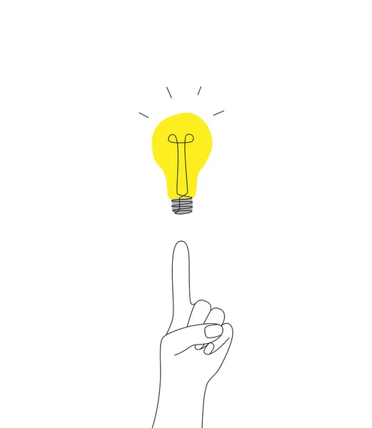 Lineární Znak Ruky Lampy Koncepce Mít Nápad Geniální Řešení Plán — Stockový vektor