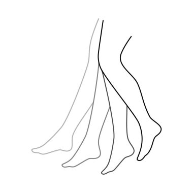 dört doğrusal gri bacak işareti. Sinir problemi piktogramı, huzursuz uyku, kontrol edilemeyen hareket, stres, kramp, uyku. Basit tasarım ögesi