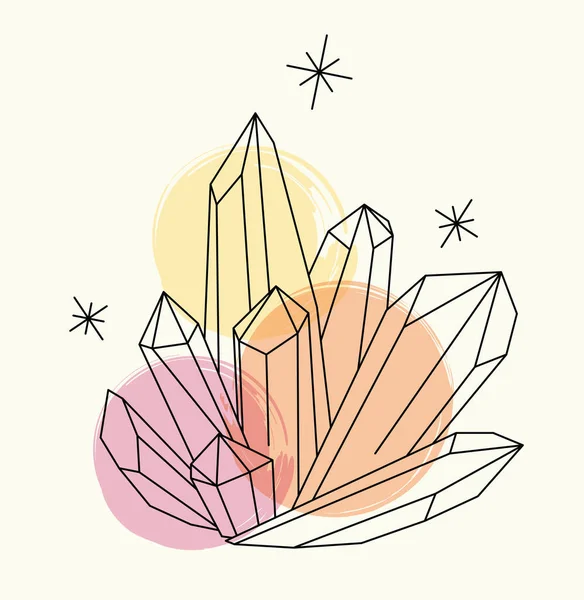 Parlak boya lekeli minerallerin vektör izi. Parılda ve parla. Alternatif tıp, kristal iyileştirme, astroloji ve sihir..