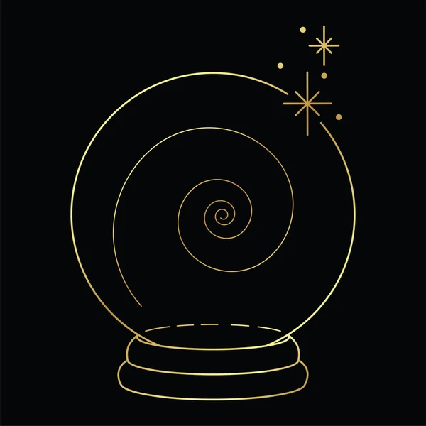 Golden vector line art crystal ball for fortune telling and predictions
