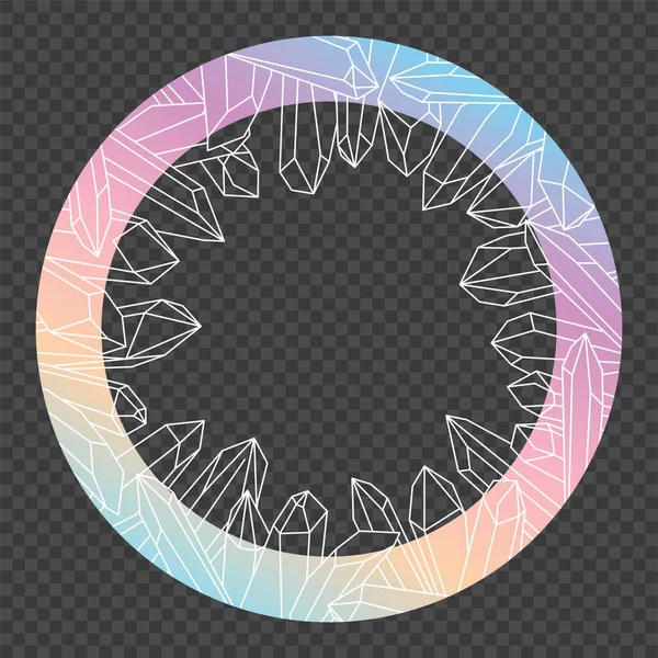 Cadre rond pastel avec contours blancs de cristaux cicatrisants. Illustration isolée. — Image vectorielle