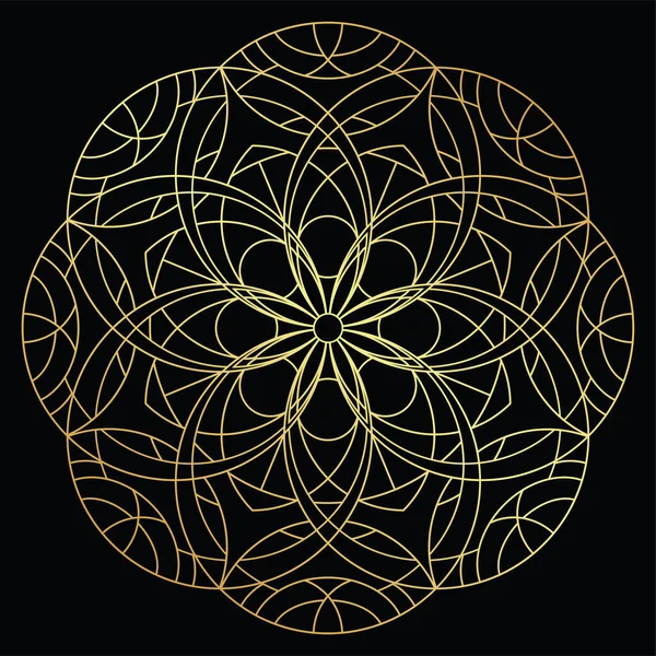 Illustration Vectorielle Ligne Mandala Détaillé Dentelle Motifs Géométriques Floraux Vitrail — Image vectorielle