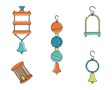 Kuşlar, papağanlar, kanaryalar için parlak çizgiler çizer.