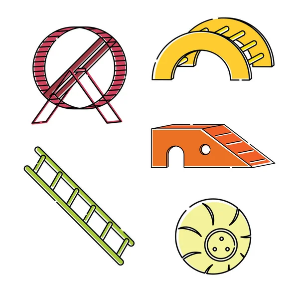Hamsterlar, fareler, kemirgenler, kobay fareler için parlak çizgili sanat çizimleri oyuncakları.