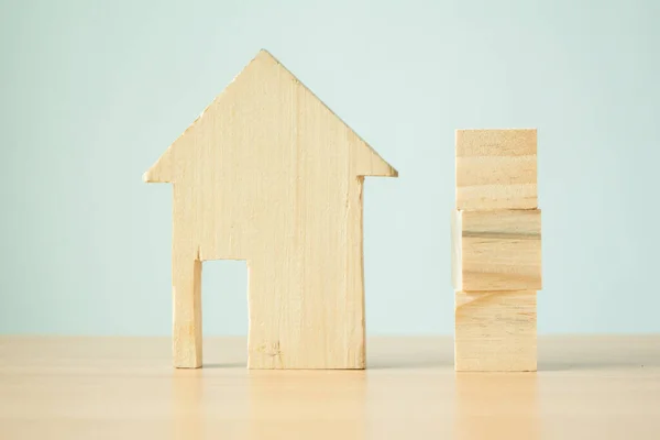 Casa Legno Con Blocco Legno Bianco — Foto Stock