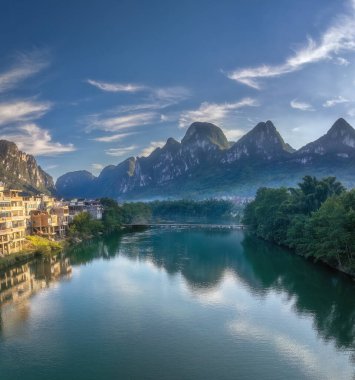 Dagou Nehri ve Laocun Köyü, Libo County, Guizhou, Çin