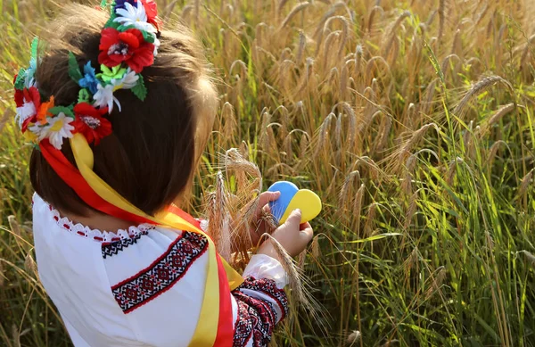 Cœur Ukrainien Porté Par Une Fille Coeur Jaune Bleu Des — Photo