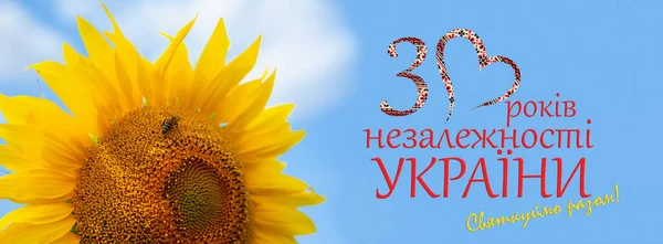 Anniversary Banner Ukrainian Text Years Independence Day Numbers National Emblem — Stock Photo, Image