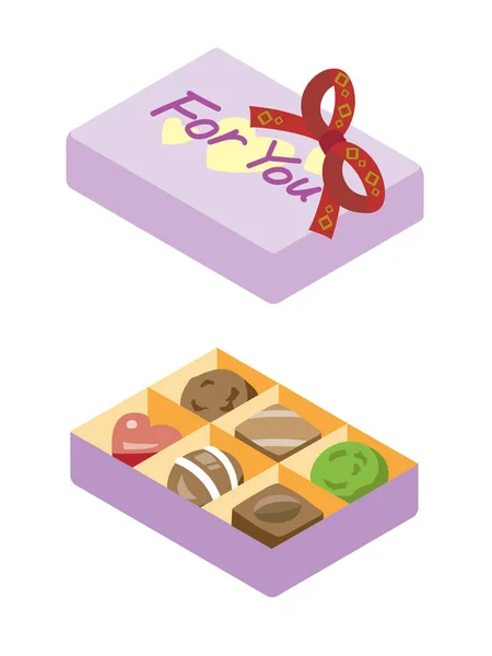 Hediyeler için çeşitli çikolata kutuları.