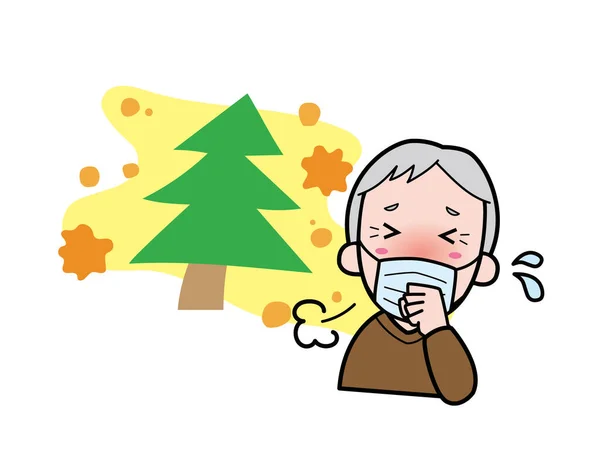 Grandfather Sneezing Hay Fever — Stock Vector