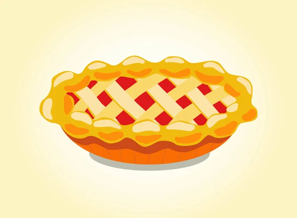 Appetizing Festive Pie with Filling, Cartoon Style — Stock Vector