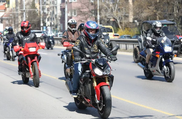Sofia Bulgaria April 2021 Bikers Celebrated Opening Motorcycling Season Ride — Stock Photo, Image