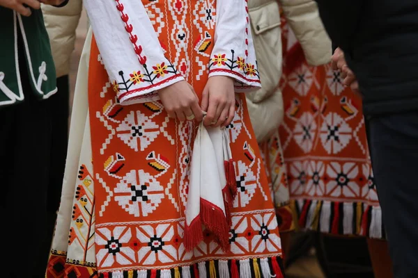 Sofia Bulgária Abril 2021 Pessoas Trajes Populares Tradicionais Realizam Dança — Fotografia de Stock