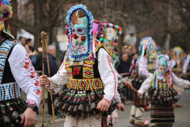 Kyustendil, Bulgaristan - 7 Şubat 2026: Üçüncü Maskeli Balo Festivali 