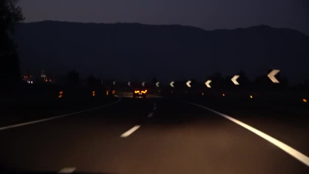 Vídeo Desde Coche Una Ruta Por Noche — Vídeos de Stock