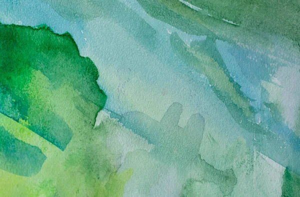 Aquarelles Bleues Vertes Sur Texture Papier Conception Fond Élément Peint — Photo
