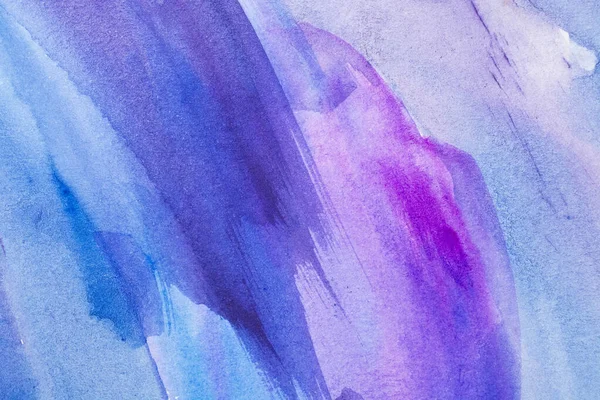 Abstrakte Hand Gemalt Blau Lila Aquarell Hintergrund Auf Nassem Papier — Stockfoto