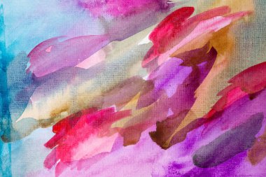 Suluboya sanat arka planı, renkli desenli, çok renkli, soyut dekoratif parlak duvar kağıdı. Kağıt yapısı.