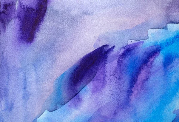 Astratto Dipinto Mano Blu Viola Acquerello Sfondo Carta Bagnata Texture — Foto Stock