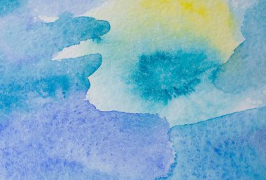 Kağıt dokusunda mavi suluboya, arkaplan tasarımı, elle boyanmış element