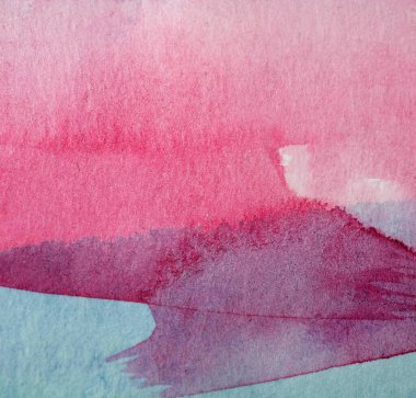 Kağıt dokusu, arkaplan tasarımı, elle boyanmış element üzerine mavi ve pembe suluboya boya.