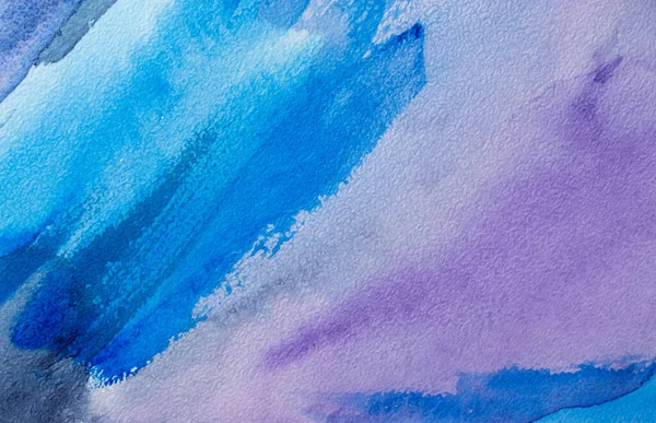 Abstrakte Hand Gemalt Blau Lila Aquarell Hintergrund Auf Nassem Papier — Stockfoto