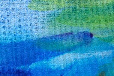 Kağıt dokusunda mavi ve yeşil suluboya, arkaplan tasarımı, elle boyanmış element