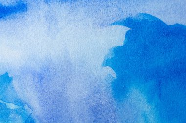 Kağıt dokusunda mavi suluboya, arkaplan tasarımı, elle boyanmış element