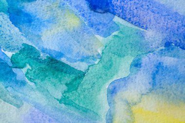 Soyut desen fırça mürekkebi arka plan akvaryum suluboya el boyası. Dekoratif mavi duvar kağıdı