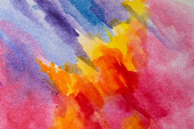 Suluboya sanat arka planı, renkli desenli, çok renkli, soyut dekoratif parlak duvar kağıdı. Kağıt yapısı.