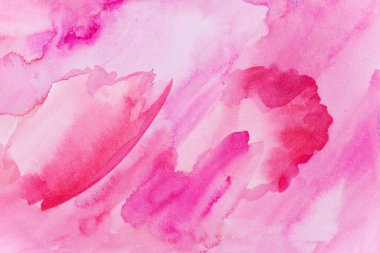 Soyut desen fırça mürekkep arkaplanı pembe kırmızı akvaryum suluboya el boyası çizimi