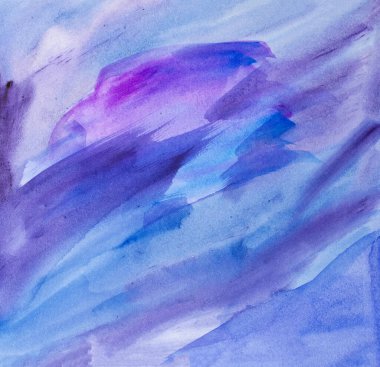 Soyut El, ıslak kağıt üzerine mavi suluboya arkaplan, yaratıcı duvar kağıdı veya tasarım için doku.