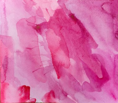 Soyut desen fırça mürekkep arkaplanı pembe kırmızı akvaryum suluboya el boyası çizimi