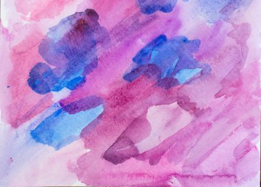 Kağıt dokusunda farklı katmanlara sahip soyut suluboya arkaplan, pembe mavi sanat