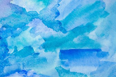 Kağıt dokusunda mavi suluboya, arkaplan tasarımı, elle boyanmış element