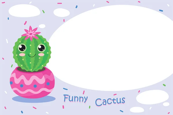 Desenho Bonito Cactus Fundo Branco Violeta —  Vetores de Stock