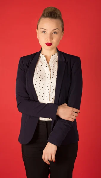 Geschäftsfrau mit rotem Lippenstift — Stockfoto