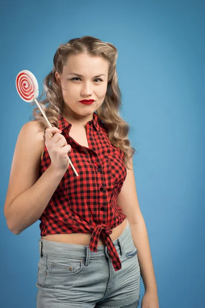 GIRL WITH BIG CANDY — Stock Photo, Image