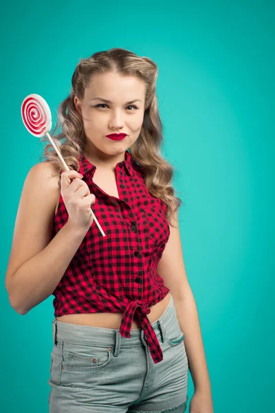 GIRL WITH BIG CANDY — Stock Photo, Image