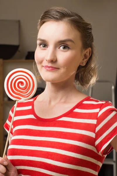 GIRL WITH BIG CANDY — Stock Photo, Image