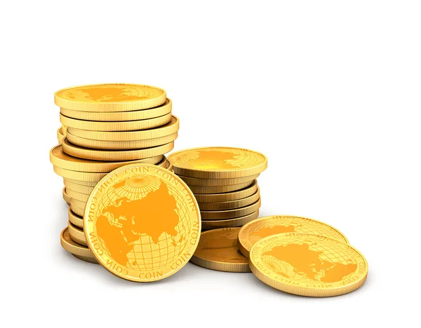 Золоті монети ізольовані на білому. Золото. Монети. 3d ілюстрація — стокове фото